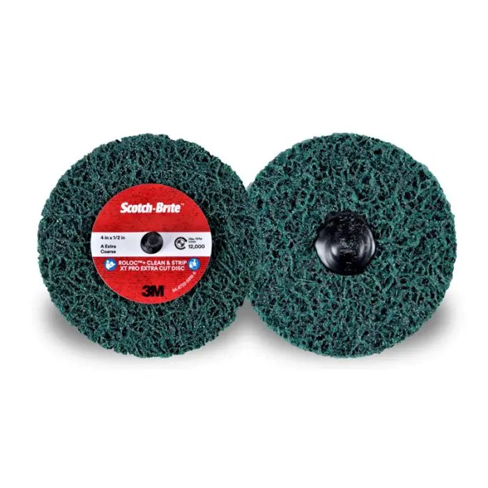 Scotch-Brite™ Roloc™+ Clean and Strip XT Pro Extra Cut Disc, TR+, 4 in x 1/2 in, A XCS, 10 per case