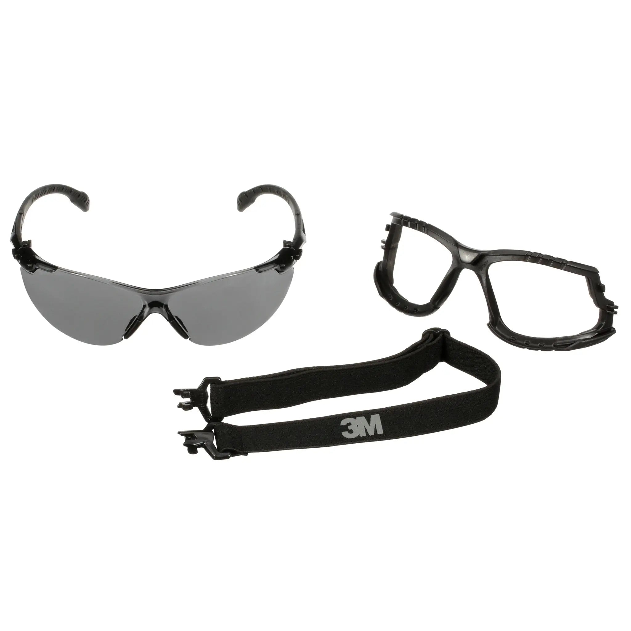 3M Solus 1000 Series, S1502SGAF-KT, Blk Temples, Scotchgard Anti-Fog Coating, Gray AF-AS lens, Foam-Strap, 20 ea-Case