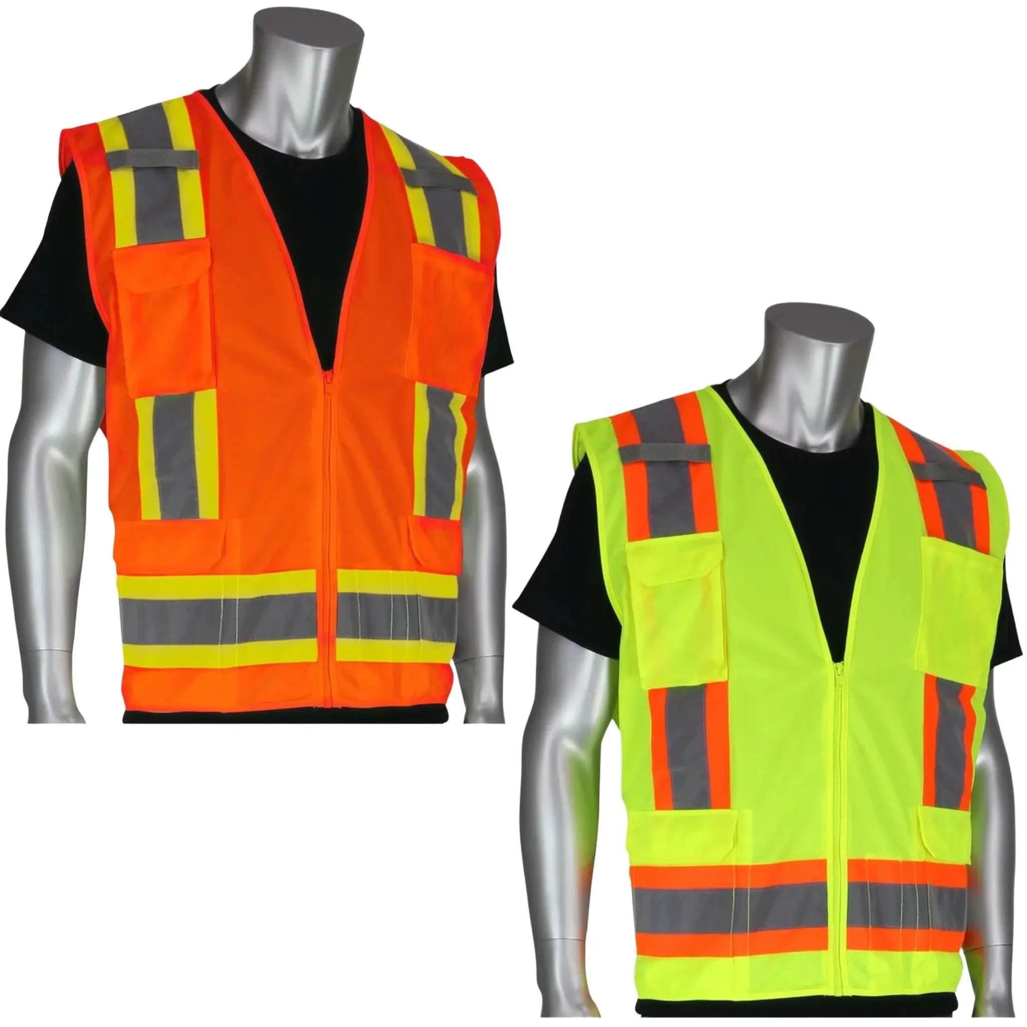PIP 302-0500 ANSI Type R Class 2 Two-Tone Eleven Pocket Surveyors Vest, 1 Each