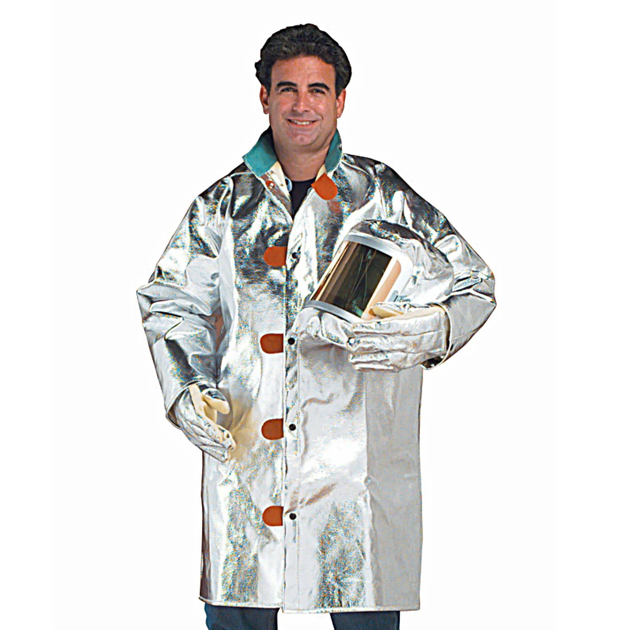 Chicago Protective Apparel 601-ACK 19 Oz. Aluminized Carbon Kevlar Blend Style-A 40" Jacket, Silver, 1 Each