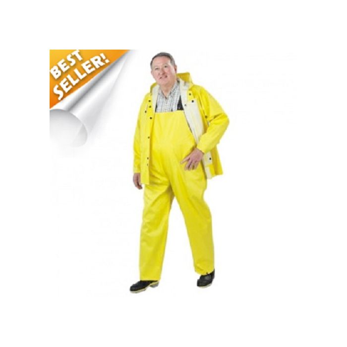 Dunlop Onguard 76034 Webtex Rain Jacket with Attached Hood, Yellow, 1 Each