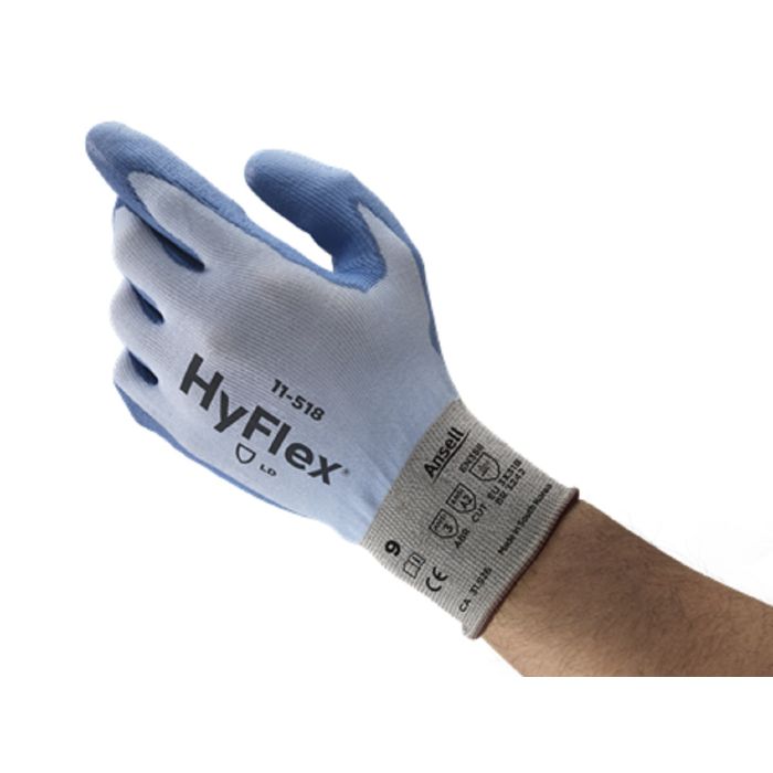 Ansell HyFlex 11-518 111710 Cut Resistant Dyneema Work Glove, Blue, 1 Pair