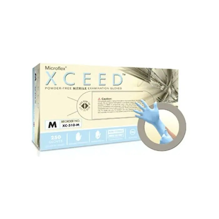 Ansell Microflex XC-310 Xceed Disposable Glove, Blue, 250 Gloves per Box, Case of 10 Boxes