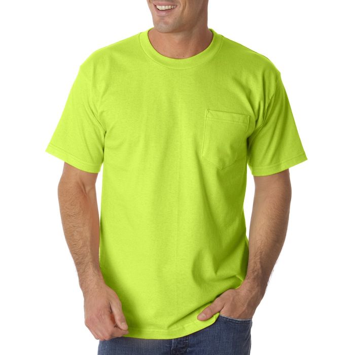 Bayside BA1725 50/50 Poly Cotton Blend Safety Pocket T-Shirt, 1 Each