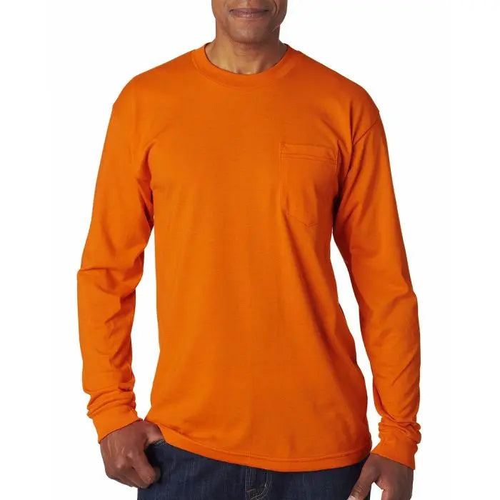 Bayside BA1730 50/50 Poly Cotton Blend Safety Pocket Long Sleeve T-Shirt, 1 Each