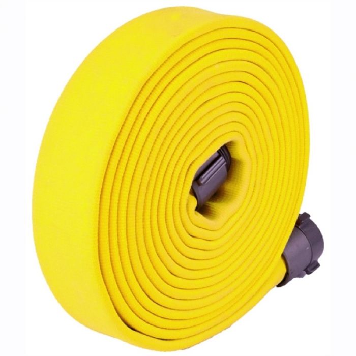 Key Fire Hose DP17 Big-10 Heavy Duty Rubber Attack Hose, Double Jacket, 1.75" Size, 100' Section, Yellow, 1 Each