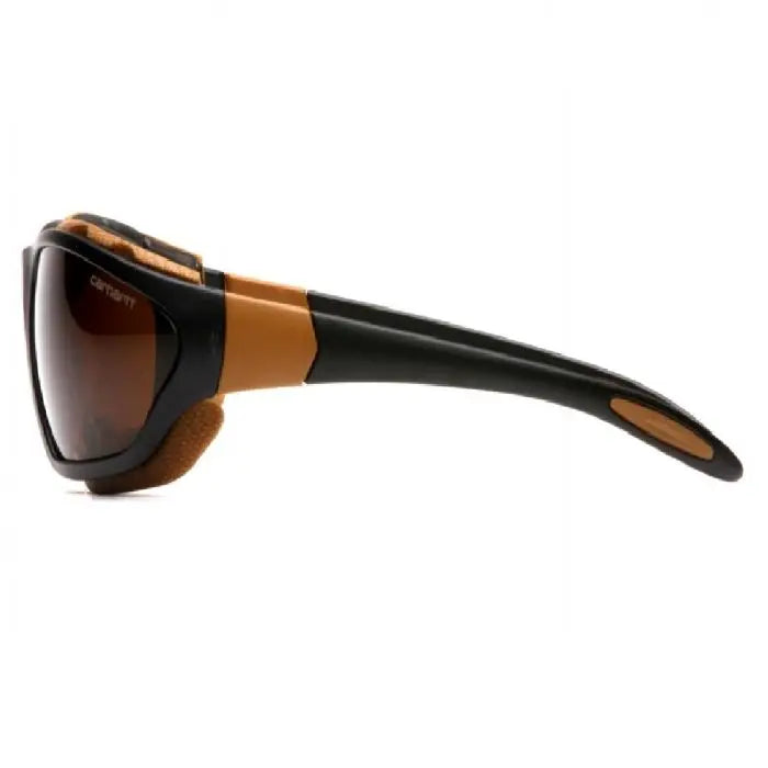 Pyramex Carhartt CHB418DTP Carthage Safety Glasses with Interchangeable Strap, Sandstone Bronze Lens, Black and Tan Frame, One Size, Box of 12
