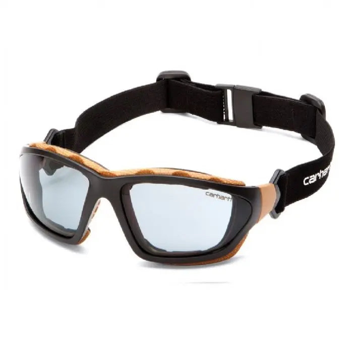 Pyramex Carhartt CHB418DTP Carthage Safety Glasses with Interchangeable Strap, Sandstone Bronze Lens, Black and Tan Frame, One Size, Box of 12