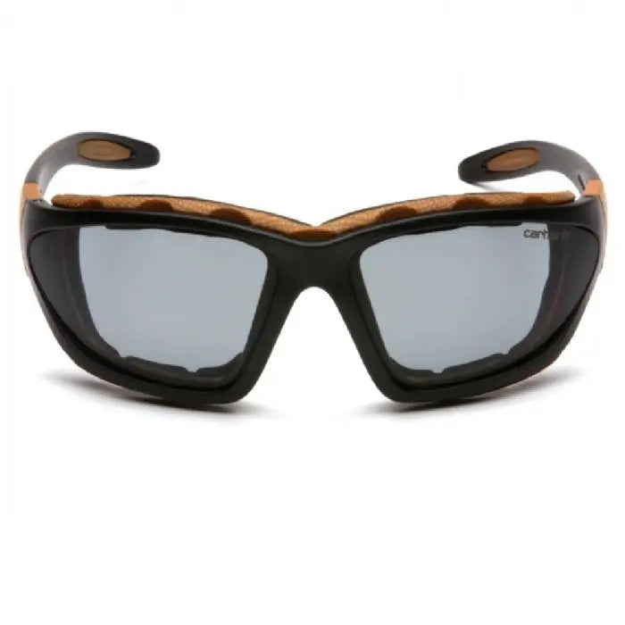 Pyramex Carhartt CHB418DTP Carthage Safety Glasses with Interchangeable Strap, Sandstone Bronze Lens, Black and Tan Frame, One Size, Box of 12