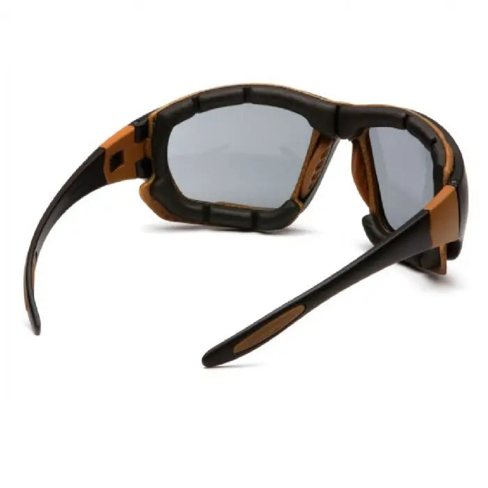 Pyramex Carhartt CHB418DTP Carthage Safety Glasses with Interchangeable Strap, Sandstone Bronze Lens, Black and Tan Frame, One Size, Box of 12