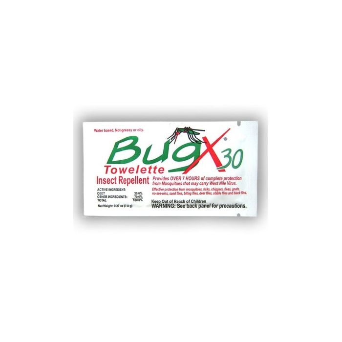 BugX30 Bulk Pack Insect Repellent Towelettes, Case of 100