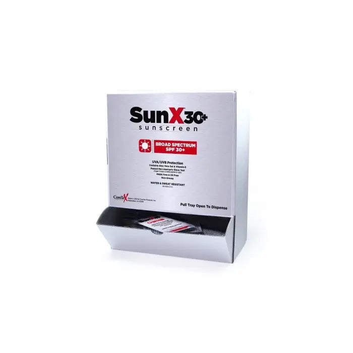 Coretex Sun X SPF30+ Sunscreen Lotion Pouch Wallmount Box, Case of 50