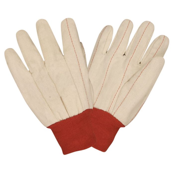 Cordova 24101 Red Knit Wrist Canvas Double Palm Gloves, Natural, Large, Box of 12