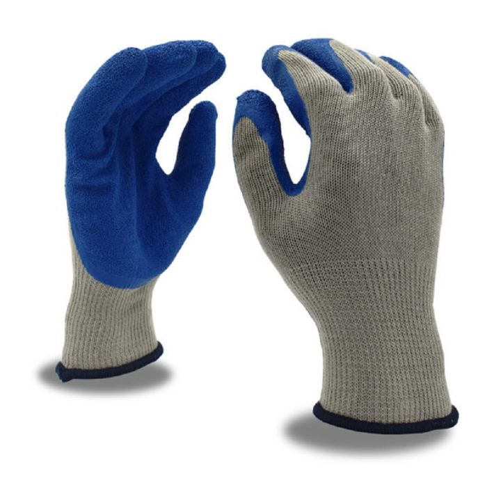 Cordova 3898L Crinkle Finish Latex Gloves, Gray, Large, Box of 12