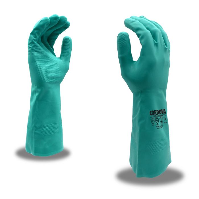 Cordova 4530L Unsupported 15 Mil Standard Unlined Nitrile Gloves, Green, Large, Box of 12