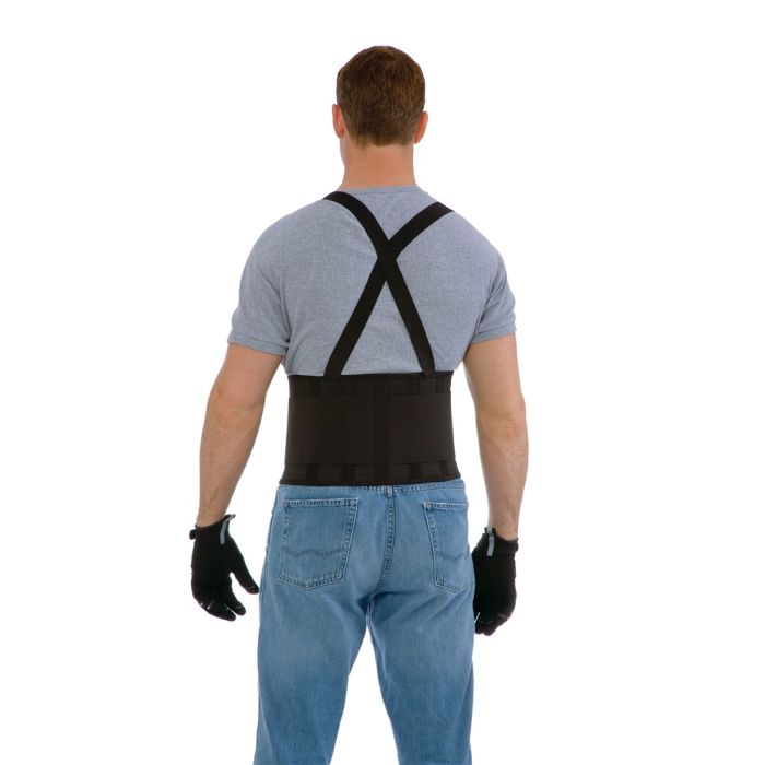 Cordova SB Tapered Back Support Belt with Attached Suspenders, Black, 1 Each