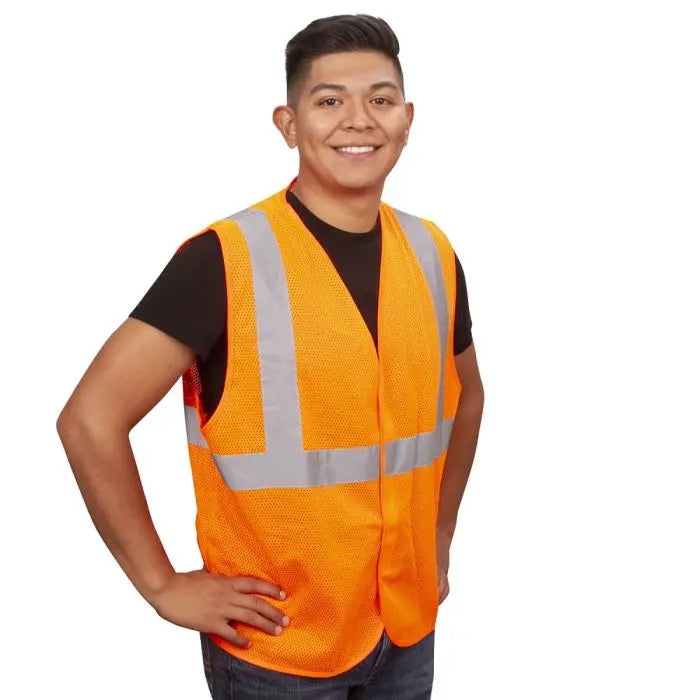 Cordova V210PXL Type-R Class 2 Safety Vest, Hi-Vis Orange, X-Large, 1 Each