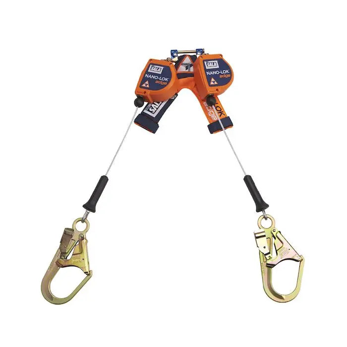 3M DBI-Sala 3500246 Nano-Lok edge Twin-Leg Quick Connect Self Retracting Lifeline Cable - Steel Rebar Hooks - 8 ft.