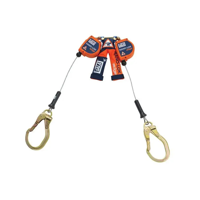 3M DBI-SALA 3500227 Nano-Lok edge Twin-Leg Quick Connect Self Retracting Lifeline - Cable, Orange, 8 ft. (2.4 m)
