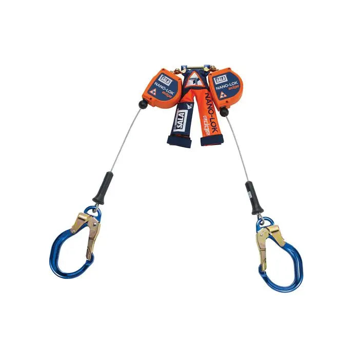 3M DBI-SALA 3500231 Nano-Lok edge Twin-Leg Quick Connect Self Retracting Lifeline, Cable