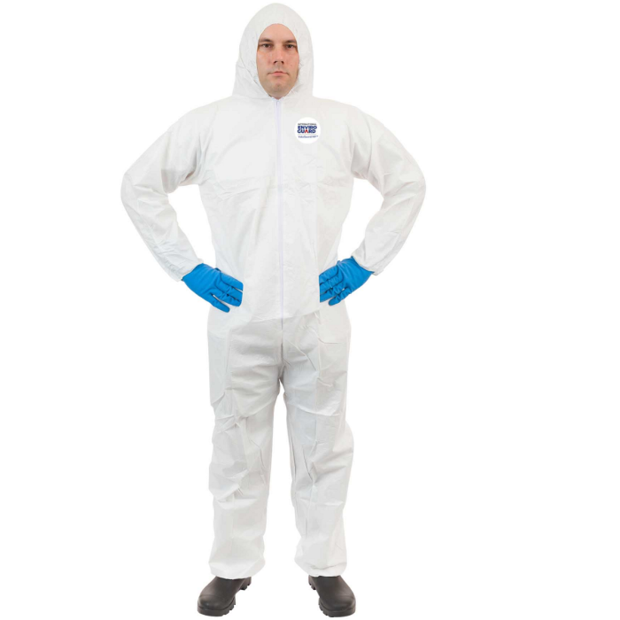 International Enviroguard ValuGuard MP 8115 Lightweight Microporous Coverall with Attached Hood, Elastic Wrist and Ankle, White, Case of 25