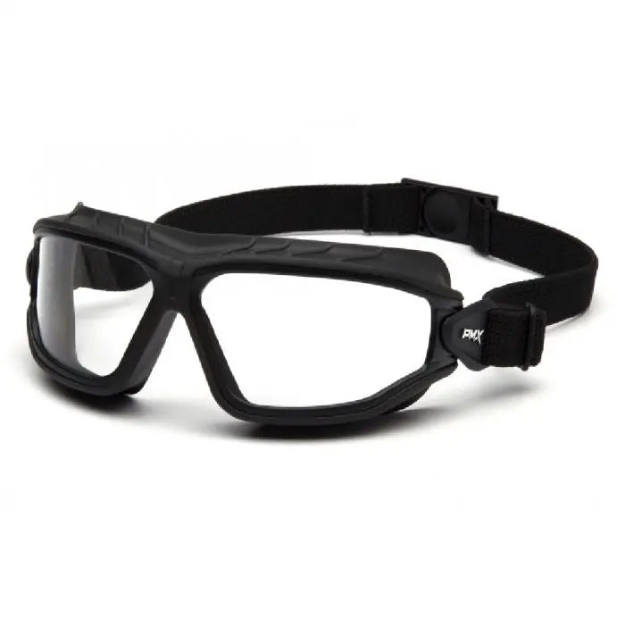 Pyramex Torser GB10010TM Safety Glasses with Black Strap, Black Frame, Clear H2Max Anti-Fog Lens, One Size, Box of 12