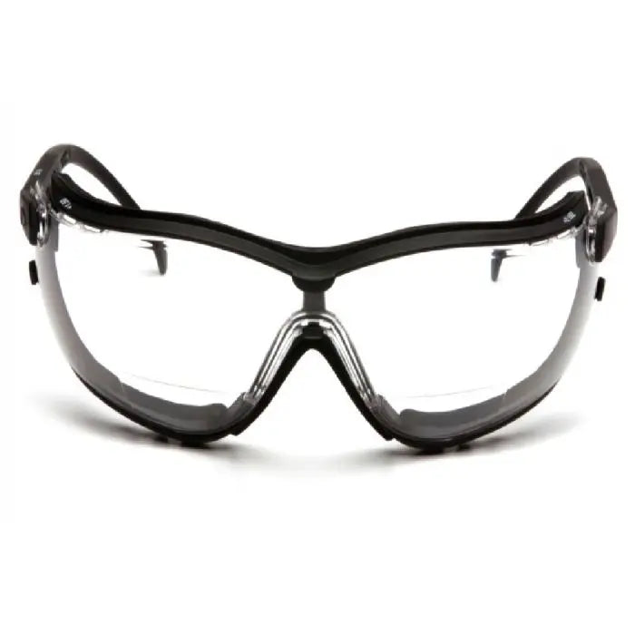 Pyramex V2G GB1810ST15 Clear +1.5 H2X Anti Fog Reader, Black Strap and Temples, One Size, Box of 6