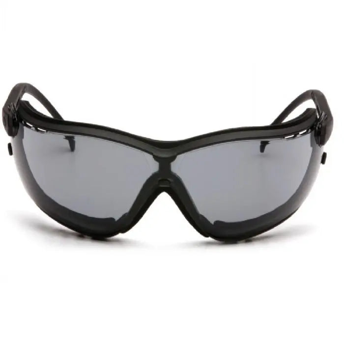 Pyramex V2G GB1820ST Safety Goggles, Black Strap and Temples, Gray H2X Anti Fog Lens, One Size, Box of 12