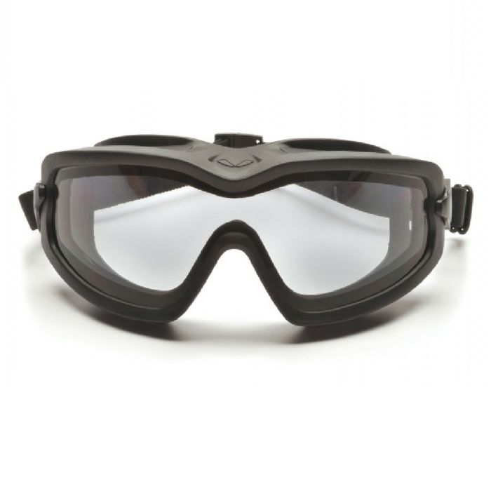 Pyramex V2G Plus GB6410SDT Safety Goggle, Black Temples and Strap, Clear H2X Anti Fog Dual Lens, One Size, 1 Each