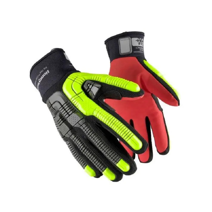 Honeywell Rig Dog Xtreme 42-622BY Impact Protection Gloves, Black with Hi-Vis Orange Palm, Box of 12