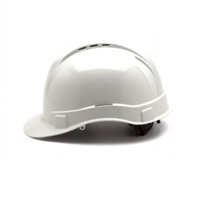 Pyramex Ridgeline HP44110V Cap Style Hard Hat, 4-Point Vented Ratchet, White, One Size, Box of 16