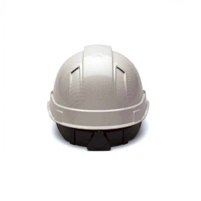 Pyramex Ridgeline HP44116SV 4 Point Vented Ratchet Cap Style Hard Hat with Graphite Pattern, Shiny White, One Size, Box of 16