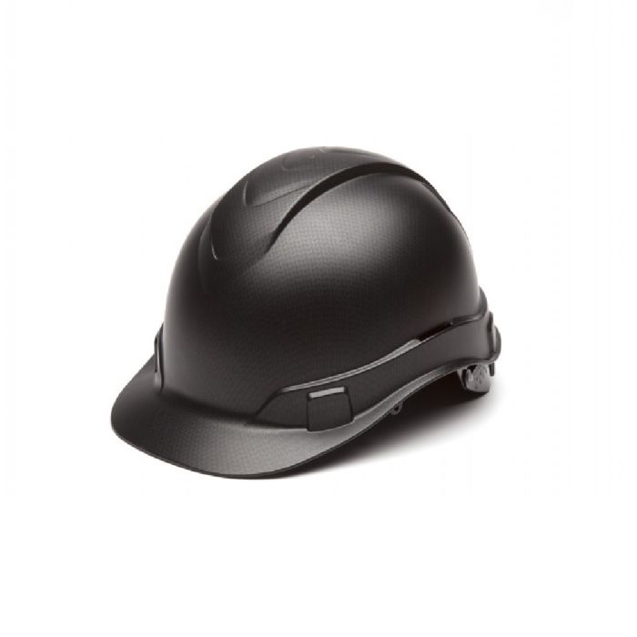 Pyramex Ridgeline HP44117 4 Point Standard Ratchet Cap Style Hard Hat with Graphite Pattern, Black, One Size, Box of 16
