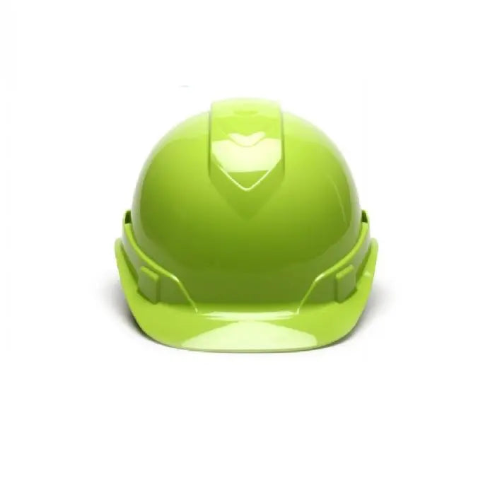 Pyramex Ridgeline HP44131V 4 Point Vented Ratchet Cap Style Hard Hat, Hi Vis Lime, One Size, Box of 16