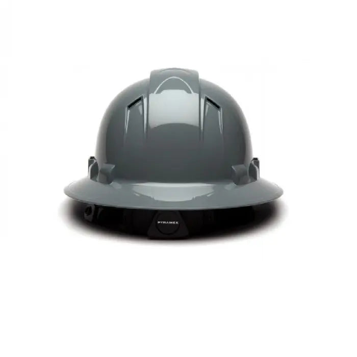 Pyramex Ridgeline HP54113V 4 Point Vented Ratchet Full Brim Hard Hat, Slate Gray, One Size, Box of 12
