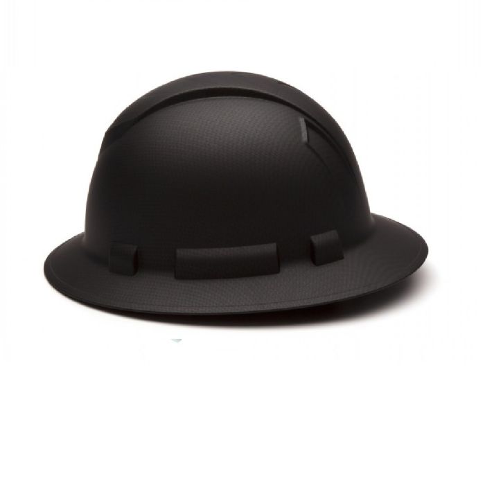 Pyramex Ridgeline HP54117 4 Point Standard Ratchet Full Brim Hard Hat, Black with Graphite Pattern, One Size, Box of 12