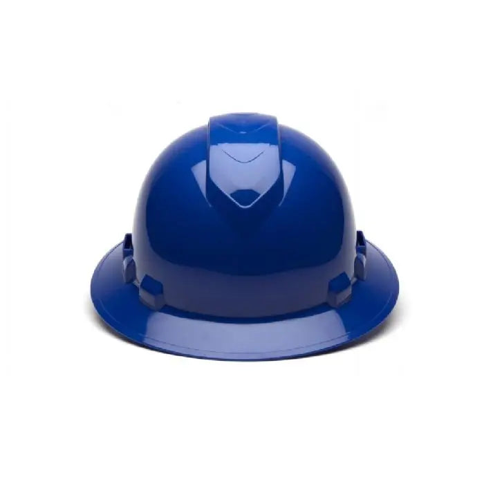 Pyramex Ridgeline HP54160V 4 Point Vented Ratchet Full Brim Hard Hat, Blue, One Size, Box of 12
