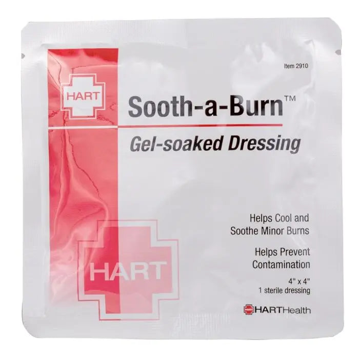 Hart Health 2910 Sooth-a-Burn Dressing, Gel Soaked, Sterile, 4 x 4 Hart Health 2910 Sooth-a-Burn Dressing, Gel Soaked, Sterile, 4 x 4