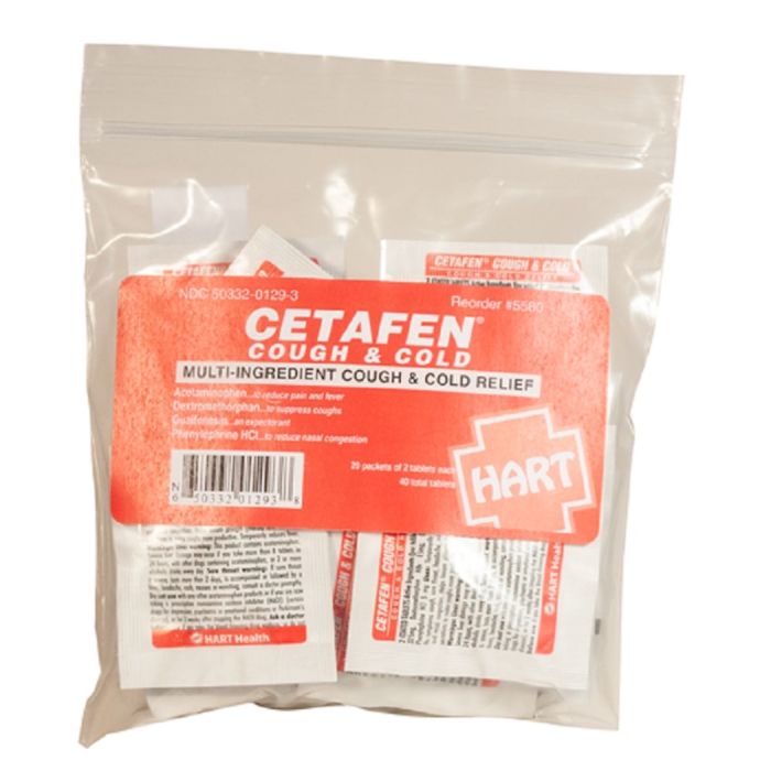 Hart Health 5580 CETAFEN COUGH & COLD tablets, 20/2's per bag, Case of 10 Bags