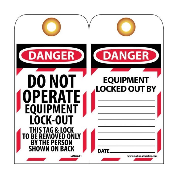 NMC LOTAG11-25 Danger Do Not Operate Equipment Lock-Out Tag 25/Pack