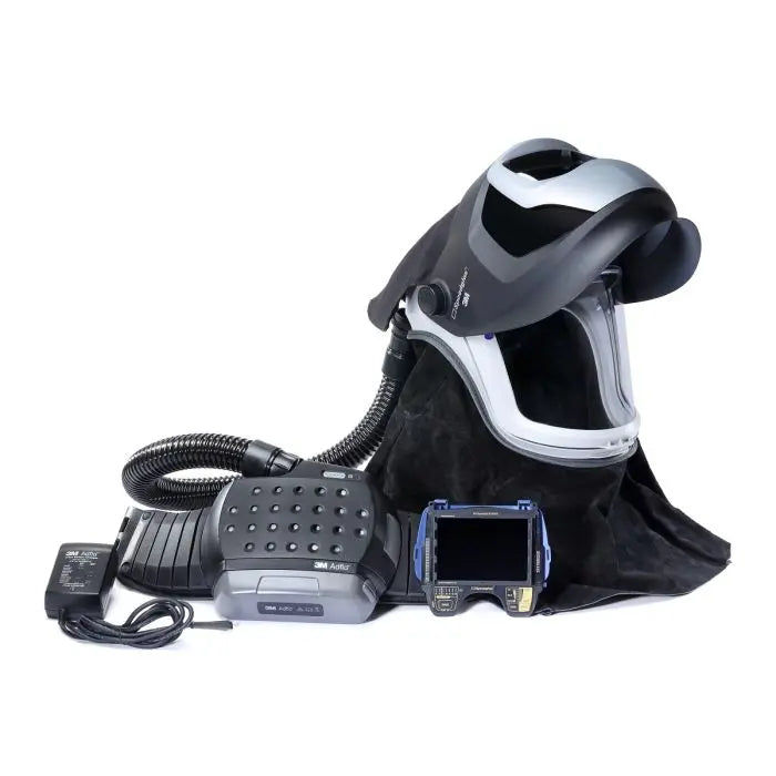 3M Versaflo M-Series M-409SG Helmet Assembly Leather Shroud, Flame Resist Helmet Cover and Speedglas Weld Shield, No ADF, Black, One Size, 1 Each