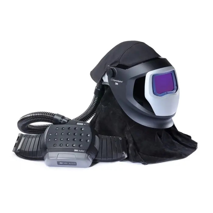 3M Versaflo M-Series M-409SG Helmet Assembly Leather Shroud, Flame Resist Helmet Cover and Speedglas Weld Shield, No ADF, Black, One Size, 1 Each