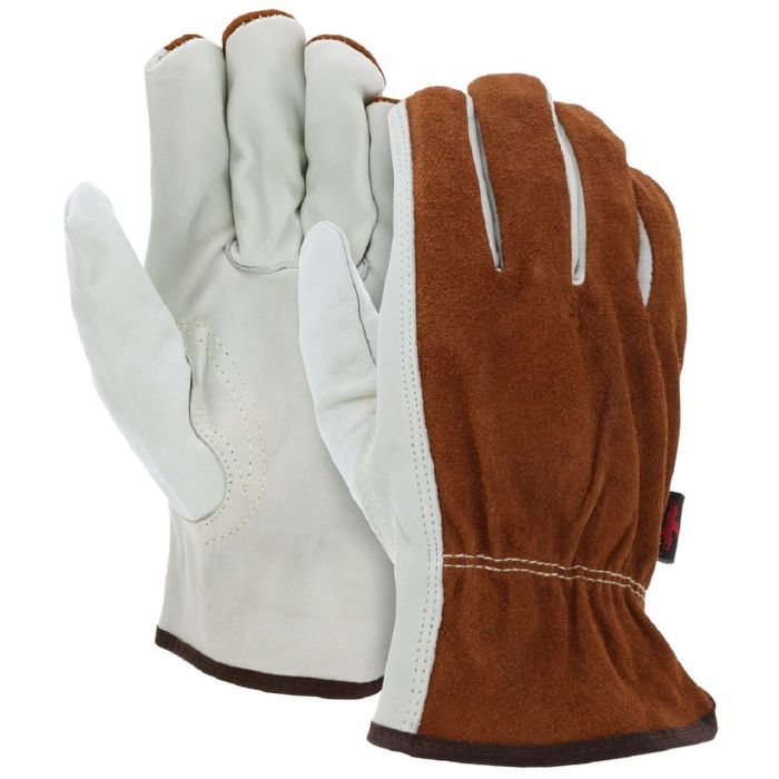 MCR Safety 3205 CV Grade Grain Palm, Leather Drivers Work Gloves, Beige, Box of 12 Pairs