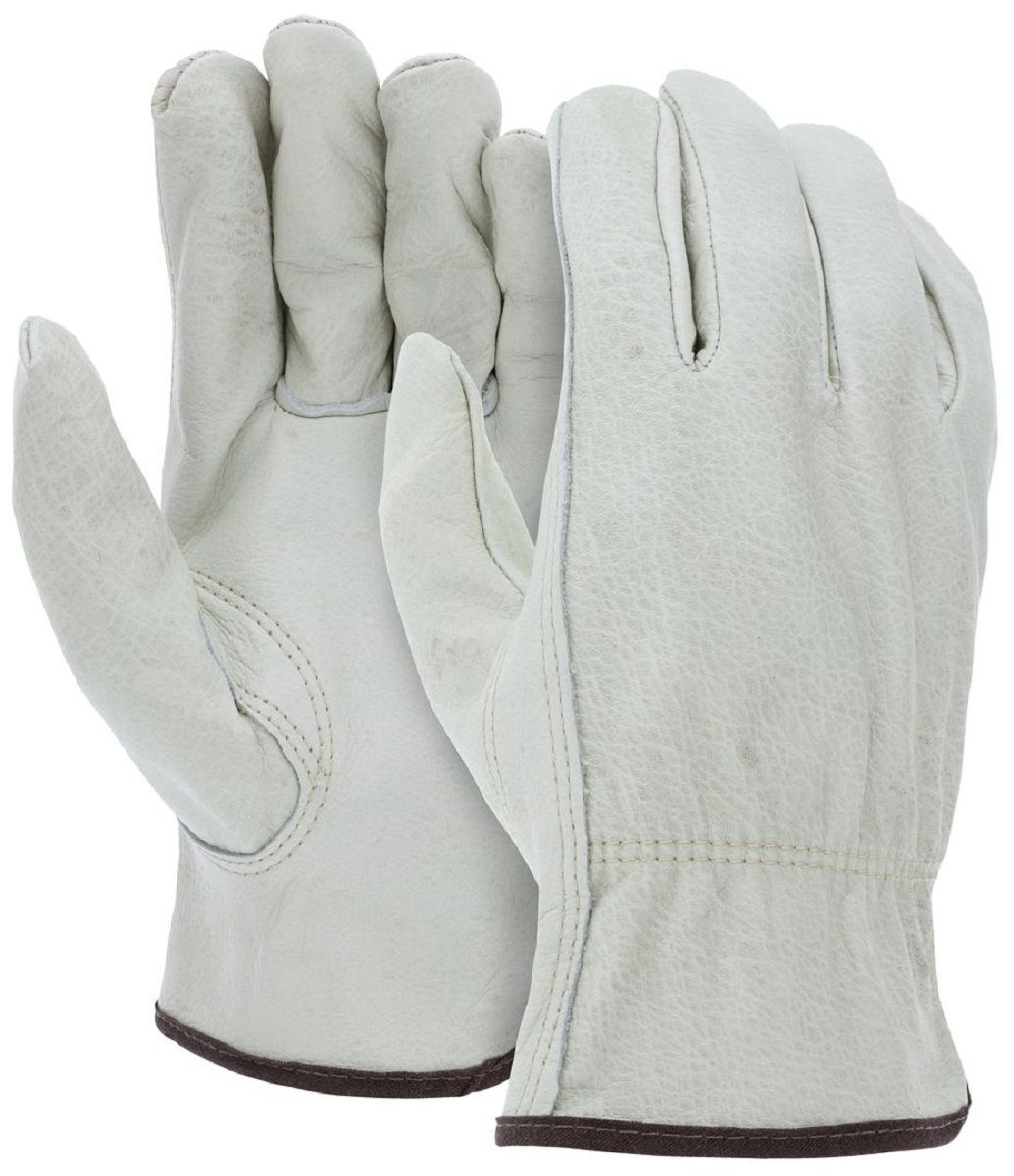 MCR Safety 3215 Unlined Grain Cow Leather, Drivers Work Gloves, Beige, Box of 12 Pairs