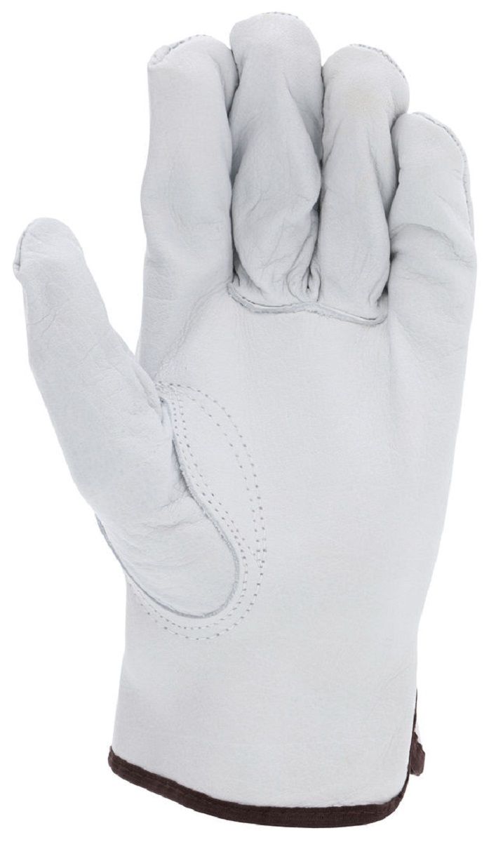 MCR Safety 3313 Buffalo Grain Leather, Drivers Work Gloves, White, Box of 12 Pairs