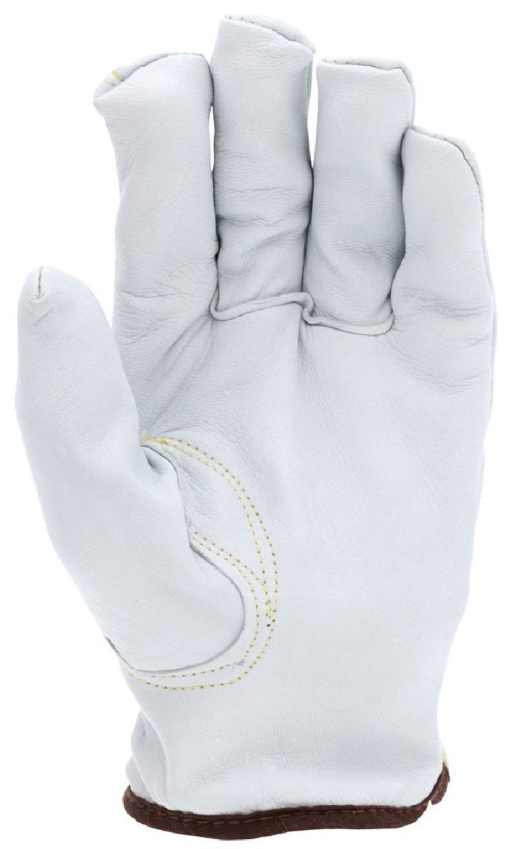 MCR Safety 3613H Select Goatskin Leather with Cut Resistant ARX Liner, Drivers Work Gloves, White, Box of 12 Pairs