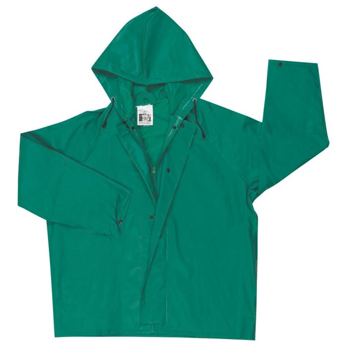 MCR Safety 388JH Dominator 1 Piece Waterproof Jacket with Attached Hood Rain Gear, Green, 1 Each