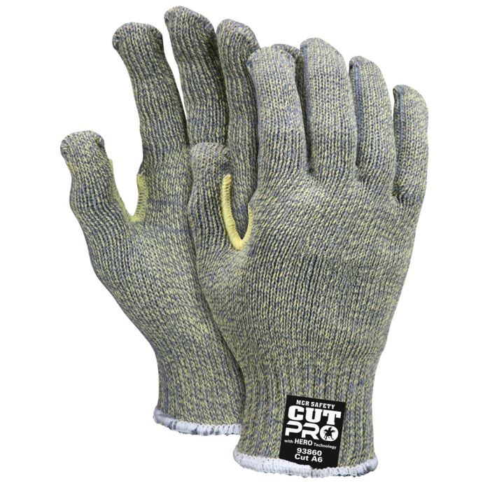MCR Safety Cut Pro 93860 7 Gauge Uncoated Cut Resistant Work Gloves, Gray, Box of 12 Pairs