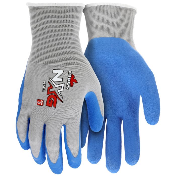 MCR Safety NXG 96731 13 Gauge Nylon Shell, Foam Latex Coated Work Gloves, Gray, Box of 12 Pairs