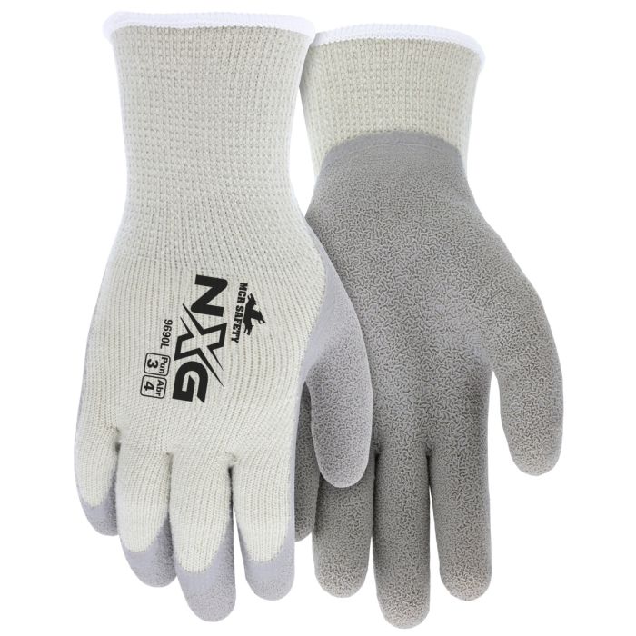 MCR Safety NXG 9690 10 Gauge Acrylic Cotton Shell, Latex Coated, Insulated Work Gloves, White, Box of 12 Pairs